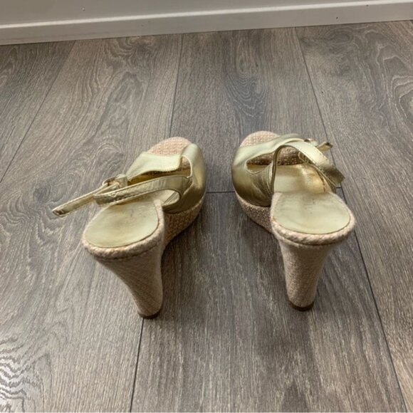 Aldo Women's Wedge Platform Sandals espadrilles Slingback Gold Y2k 2000s Size 9 - Picture 12 of 15
